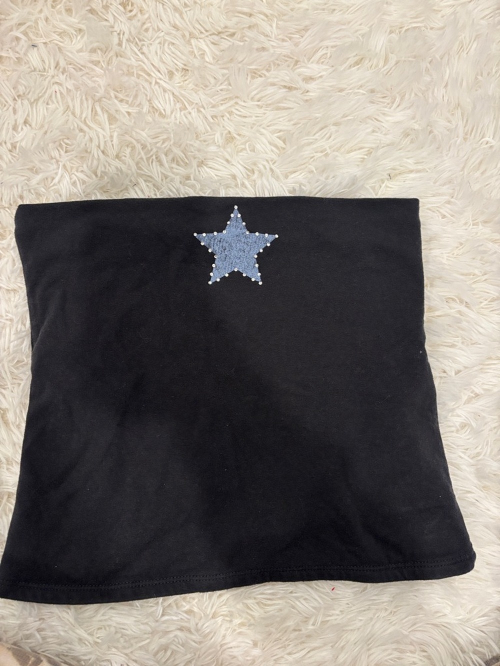 Hollister Black Strapless Crop Top with Blue Star